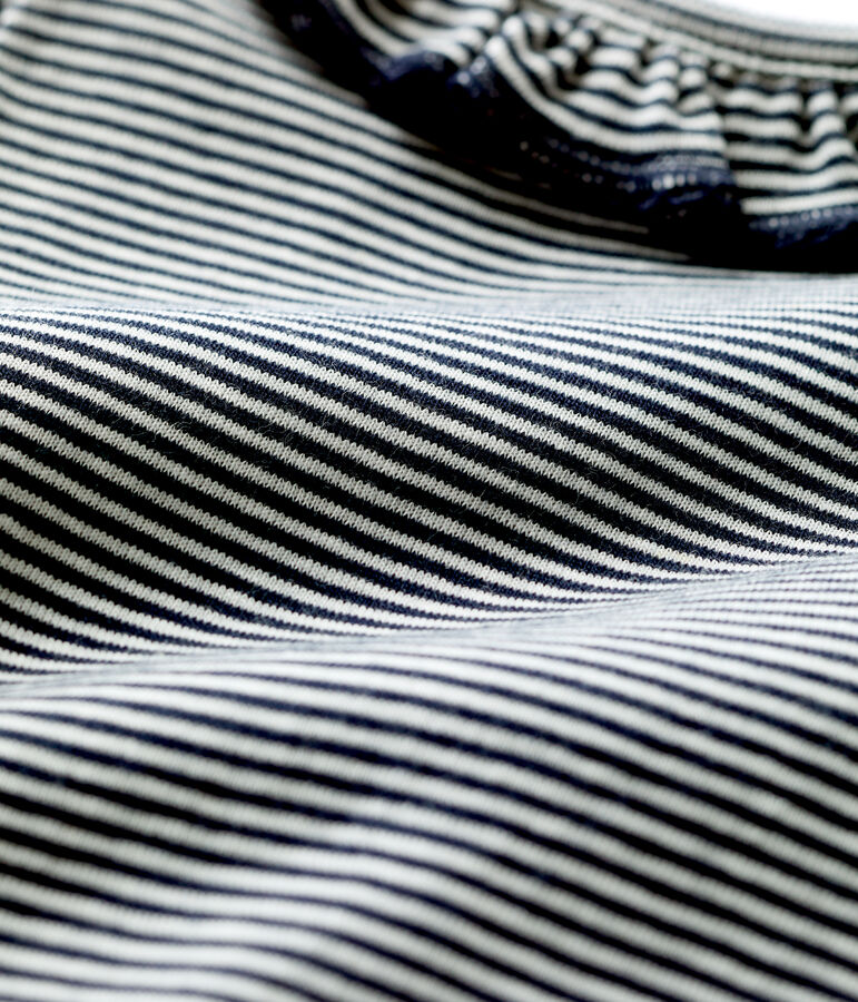 Bodi con cuello milrayas de algod&oacute;n ecol&oacute;gico de beb&eacute; azul/blanco