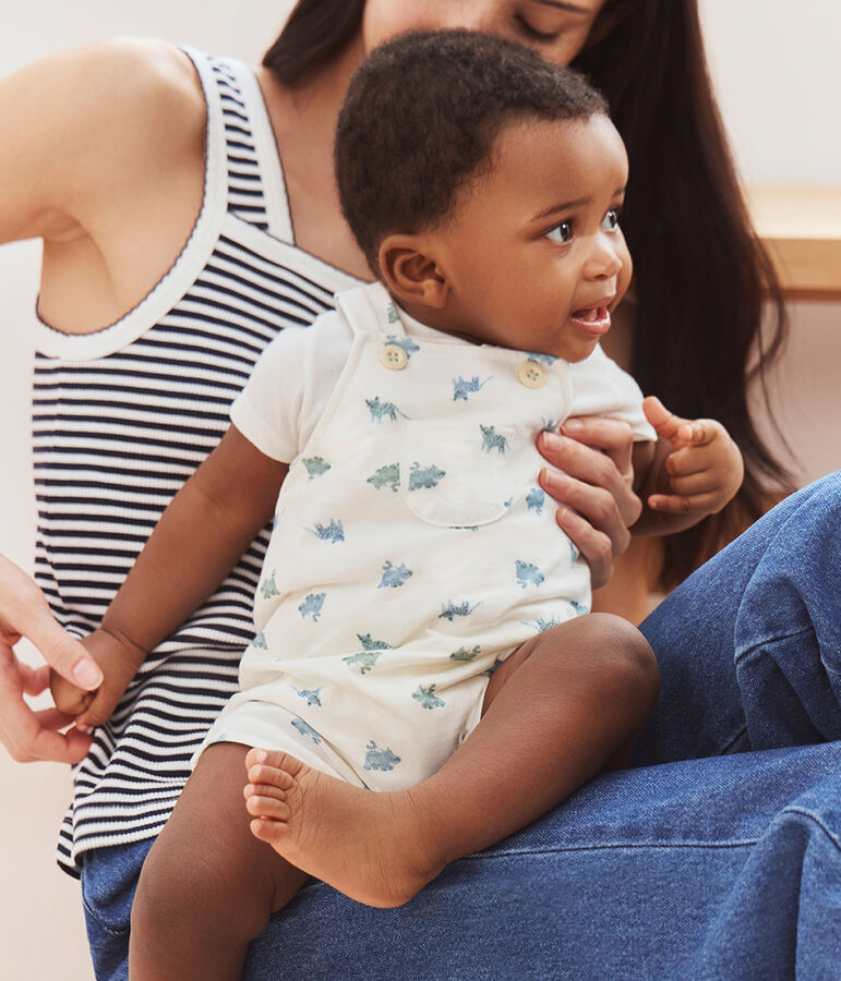 Conjunto de peto/body de algod&oacute;n con estampado de animales para beb&eacute; blanco/multicolor