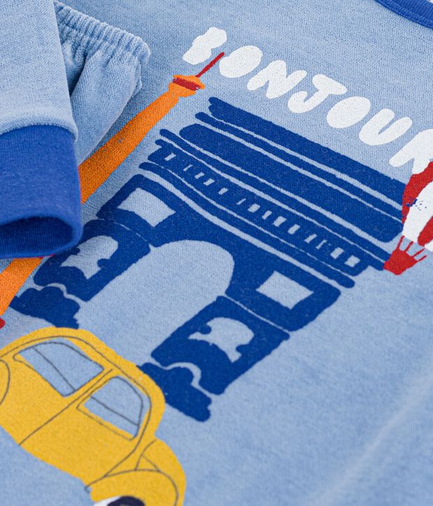 Pijama infantil de terciopelo con estampado de Par&iacute;s azul