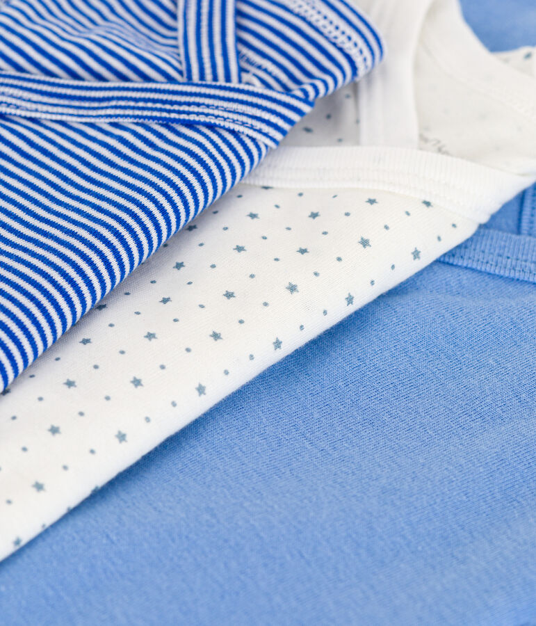 Juego de 3 bodis cruzados y estampados de manga corta de algod&oacute;n multicolor