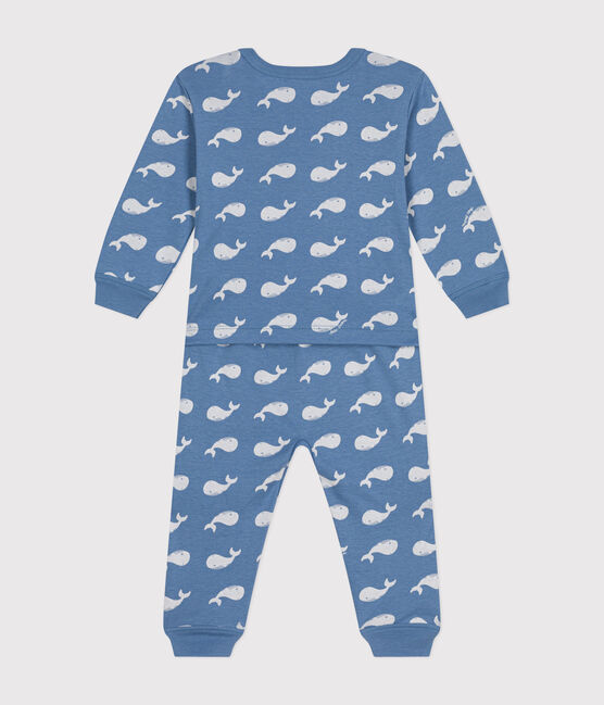 Pijama sin pies de algodón con estampado de ballena para bebé azul BEACH/ MARSHMALLOW
