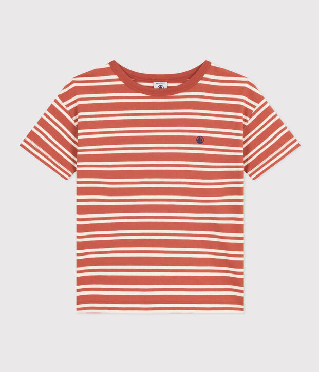 Camiseta a rayas de jersey para ni&ntilde;o marron/crudo