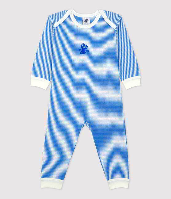Pelele sin pies de algodón orgánico para bebé azul BRASIER/gris MARSHMALLOW