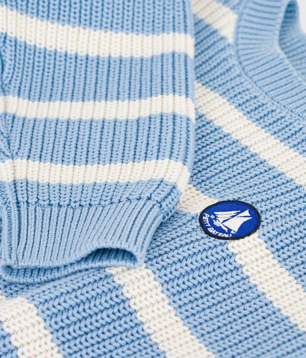 Jersey infantil de punto tricotado azul/crudo