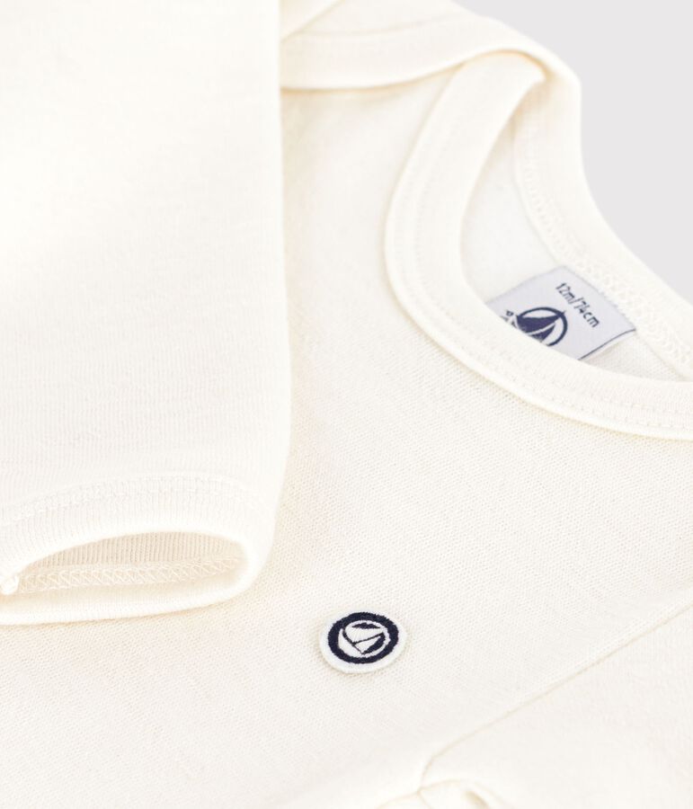 Body largo de lana y algod&oacute;n para beb&eacute; beige