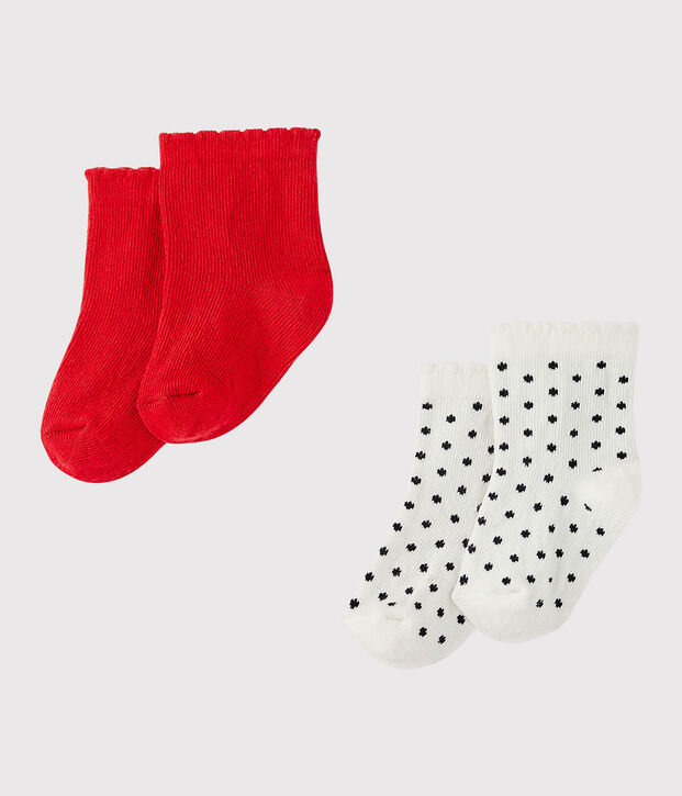 Lote de 2 pares de calcetines beb&eacute; ni&ntilde;a blanco