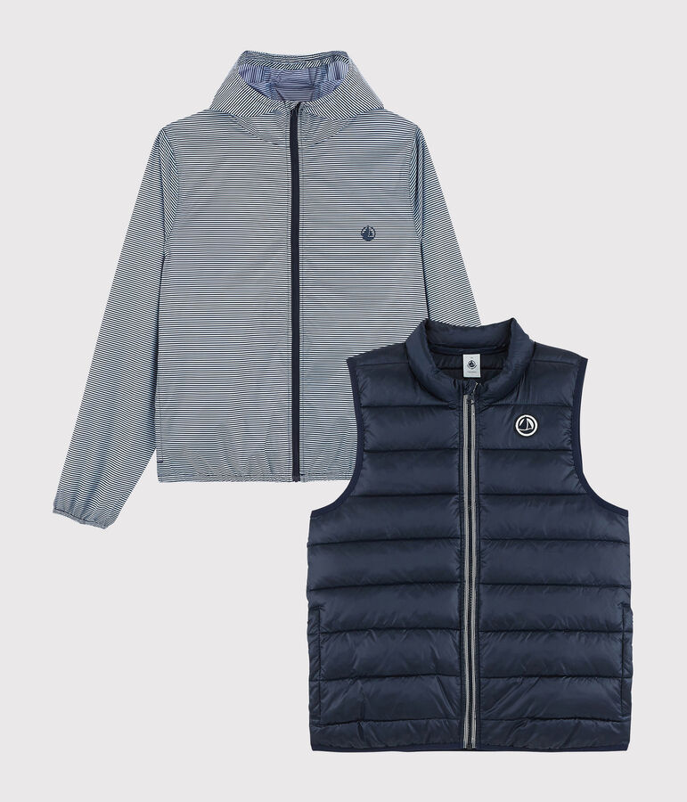 Cortavientos 3 en 1 reciclado para mujer azul/blanco