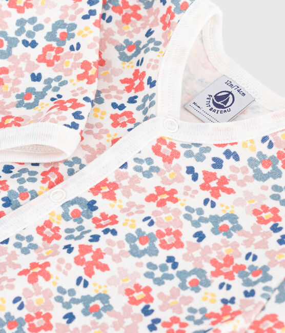 Pijama sin pies de algodón estampado para bebé blanco MARSHMALLOW/blanco MULTICO