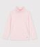 Camiseta infantil de cuello alto de algod&oacute;n a rayas rosa/rosa