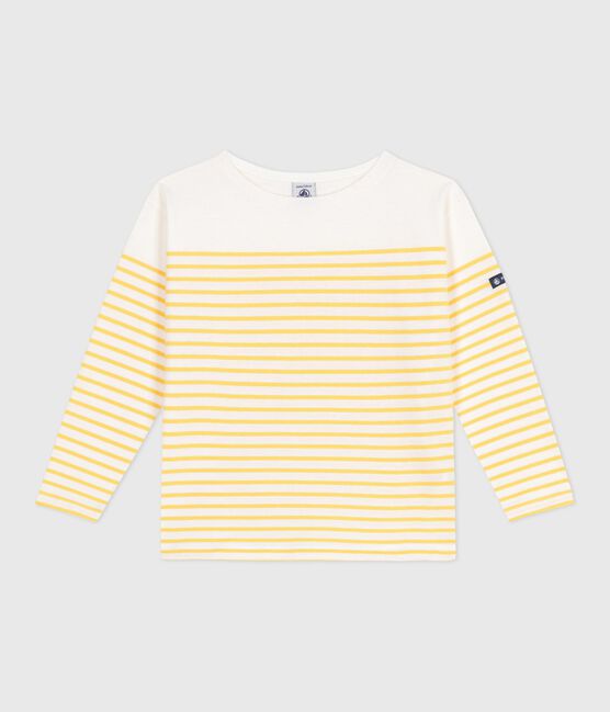 Camiseta marinera infantil de algodón de manga larga blanco MARSHMALLOW/ ORGE