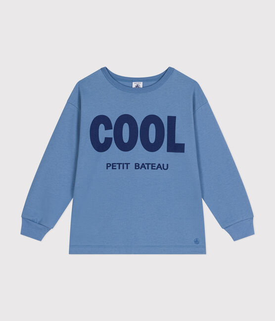 Camiseta de punto fino de manga larga para niño azul BEACH