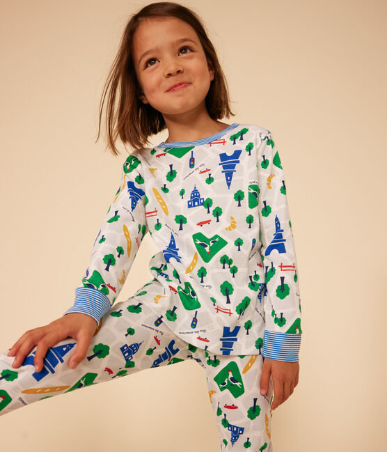 Pijama infantil de algodón con estampado de París blanco MARSHMALLOW/blanco MULTICO