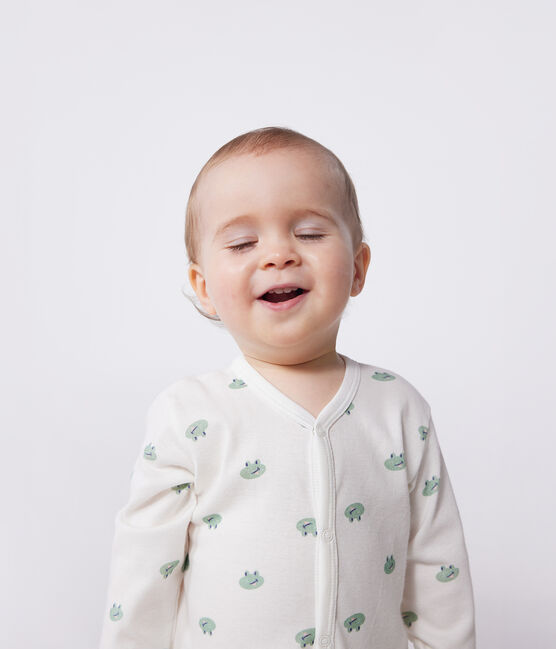 Pijama de algodón con ranas para bebé blanco MARSHMALLOW/blanco MULTICO