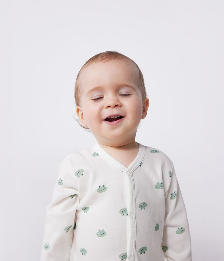 Pijama de algod&oacute;n con ranas para beb&eacute; blanco/multicolor