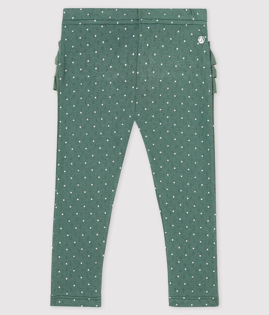 Leggings estampados de algodón de bebé niña verde VALLEE/blanco MARSHMALLOW
