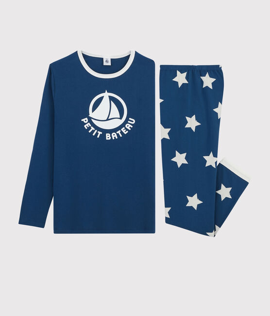 Pijama con estrellas unisex de punto azul MAJOR/blanco ECUME