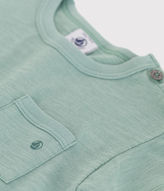 Camiseta lisa de manga corta de algod&oacute;n para beb&eacute; verde