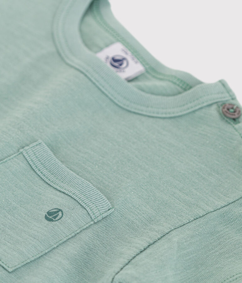 Camiseta lisa de manga corta de algod&oacute;n para beb&eacute; verde