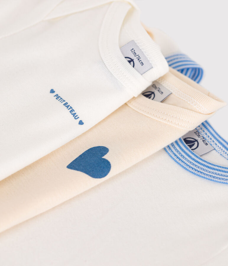 Juego de 3 bodis estampados de algod&oacute;n de manga corta para beb&eacute; variante 1