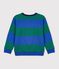 Sudadera infantil unisex de algod&oacute;n a rayas azul/verde