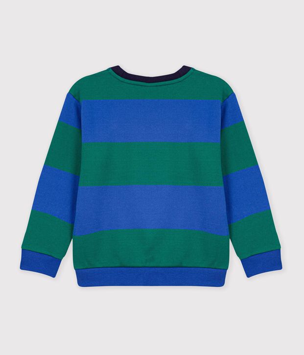 Sudadera infantil unisex de algod&oacute;n a rayas azul/verde