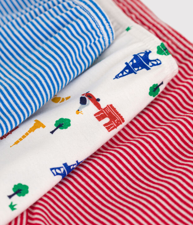 Juego de 3 culottes infantiles de Par&iacute;s de algod&oacute;n multicolor