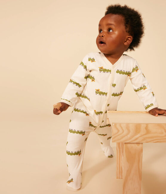 Pijama de algodón con estampado animal para bebé blanco AVALANCHE/ MULTICO