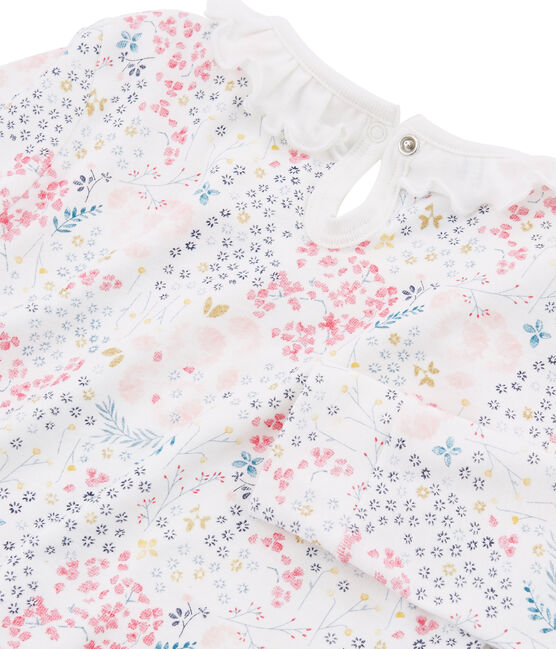 Pijama de corte muy ajustado de punto para niña blanco MARSHMALLOW/blanco MULTICO