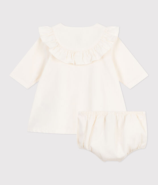 Vestido de ceremonia de pana con bordado y pololo para bebé crudo MILK
