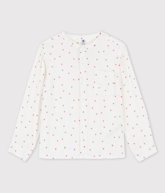 Camisa de gasa de algodón estampada para niño blanco MARSHMALLOW/rojo OMBRIE