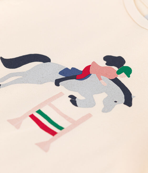 Camiseta de punto de manga corta para ni&ntilde;a crudo