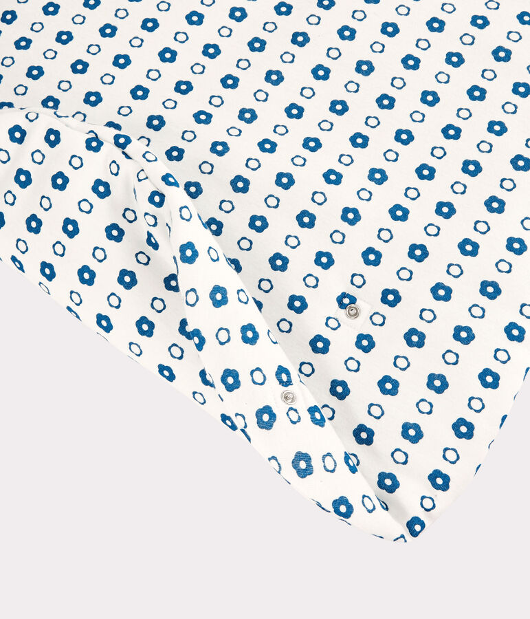 Saco de beb&eacute; de flores azules de algod&oacute;n org&aacute;nico blanco MARSHMALLOW/ MALLARD