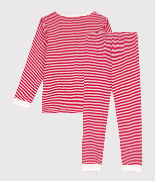 Pijama de algod&oacute;n milrayas para ni&ntilde;o/ni&ntilde;a rojo/blanco