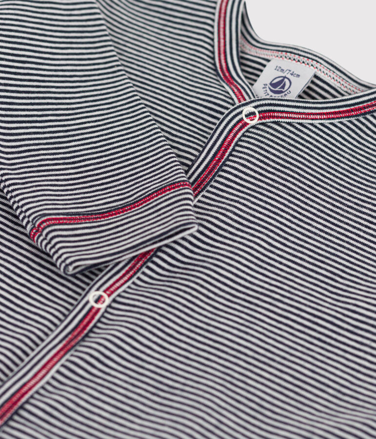 Pelele sin pies de algod&oacute;n a rayas para beb&eacute; azul/blanco