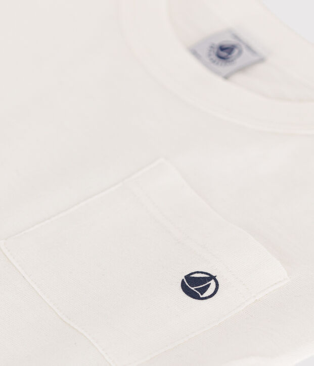 Camiseta de punto flameado para ni&ntilde;o blanco