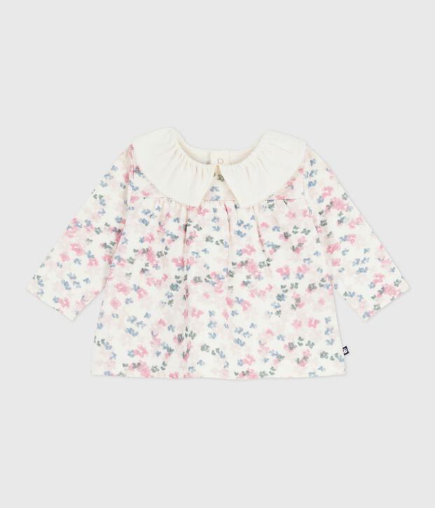 Blusa de algod&oacute;n de manga larga con estampado de flores para beb&eacute; crudo/multicolor