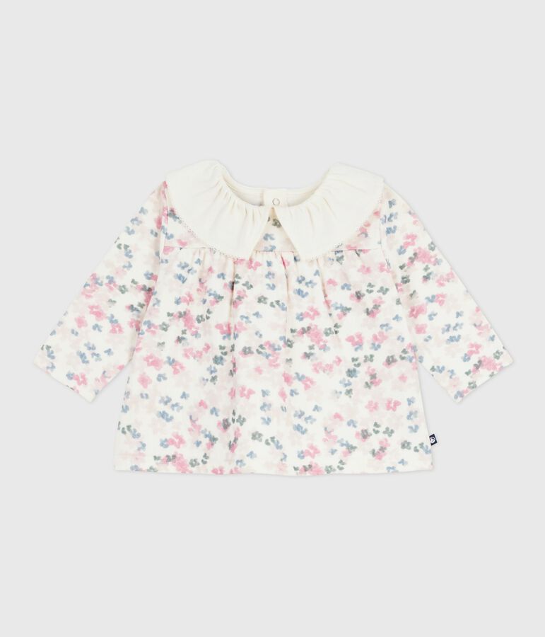 Blusa de algod&oacute;n de manga larga con estampado de flores para beb&eacute; crudo/multicolor