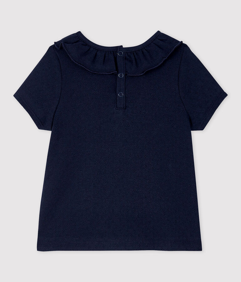Blusa calada de manga corta de algod&oacute;n de beb&eacute; ni&ntilde;a azul