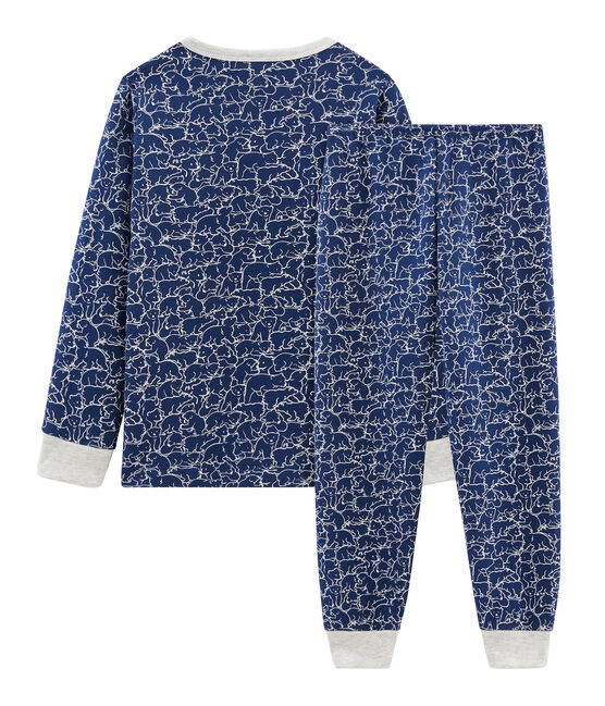Pijama de felpa para niño azul MAJOR/blanco MARSHMALLOW