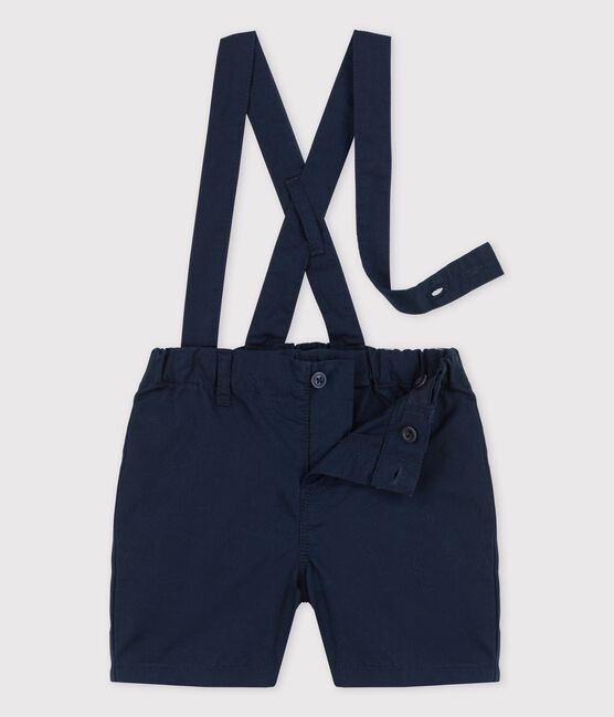 Graciosos «shorts» con tirantes de sarga para bebé azul SMOKING