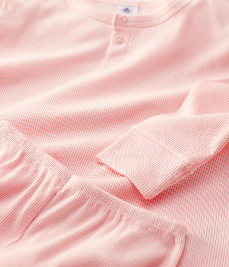 Pijama liso de ni&ntilde;a/ni&ntilde;o algod&oacute;n y lyocell rosa MINOIS