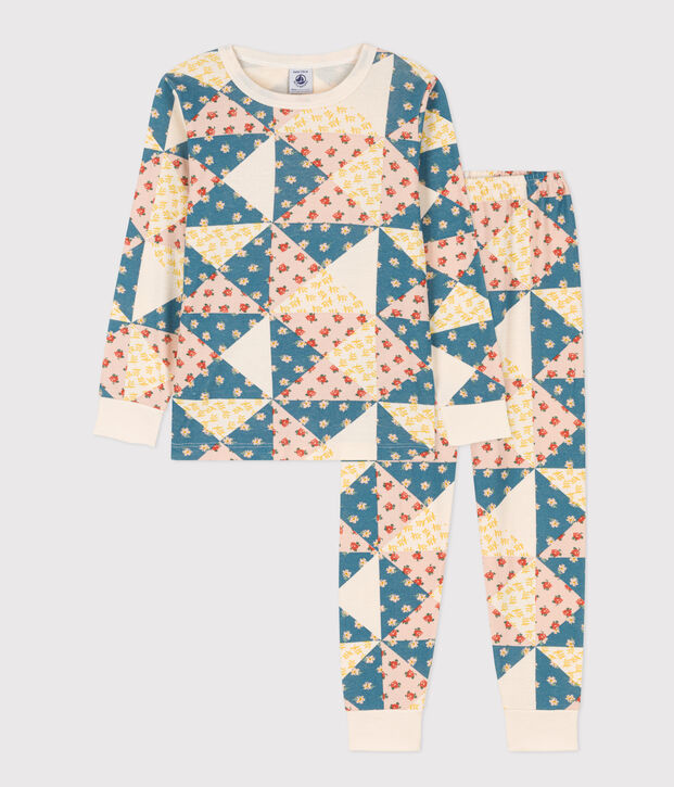 Pijama patchwork de algod&oacute;n para ni&ntilde;a crudo/multicolor