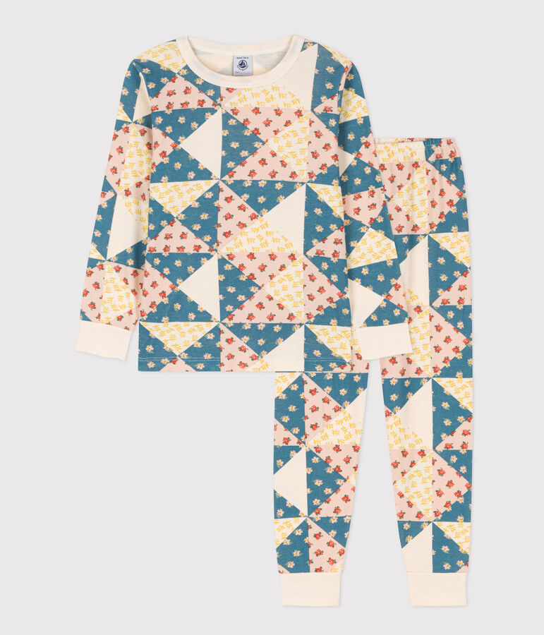 Pijama patchwork de algod&oacute;n para ni&ntilde;a blanco AVALANCHE/ MULTICO