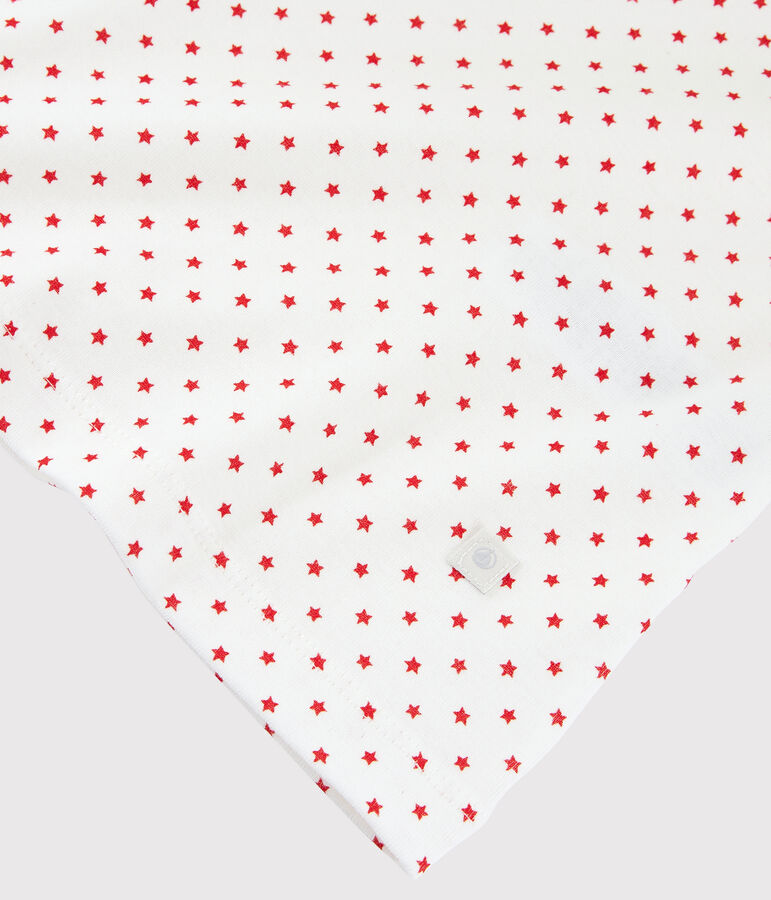 Pijama de manga corta con estrellas rojas de algod&oacute;n org&aacute;nico de ni&ntilde;o blanco/rojo