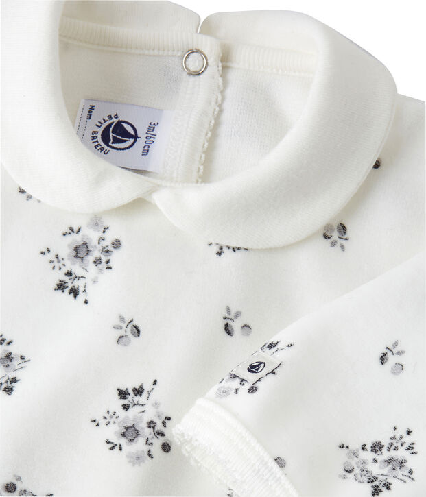 Pijama estampado para beb&eacute; ni&ntilde;a blanco/multicolor