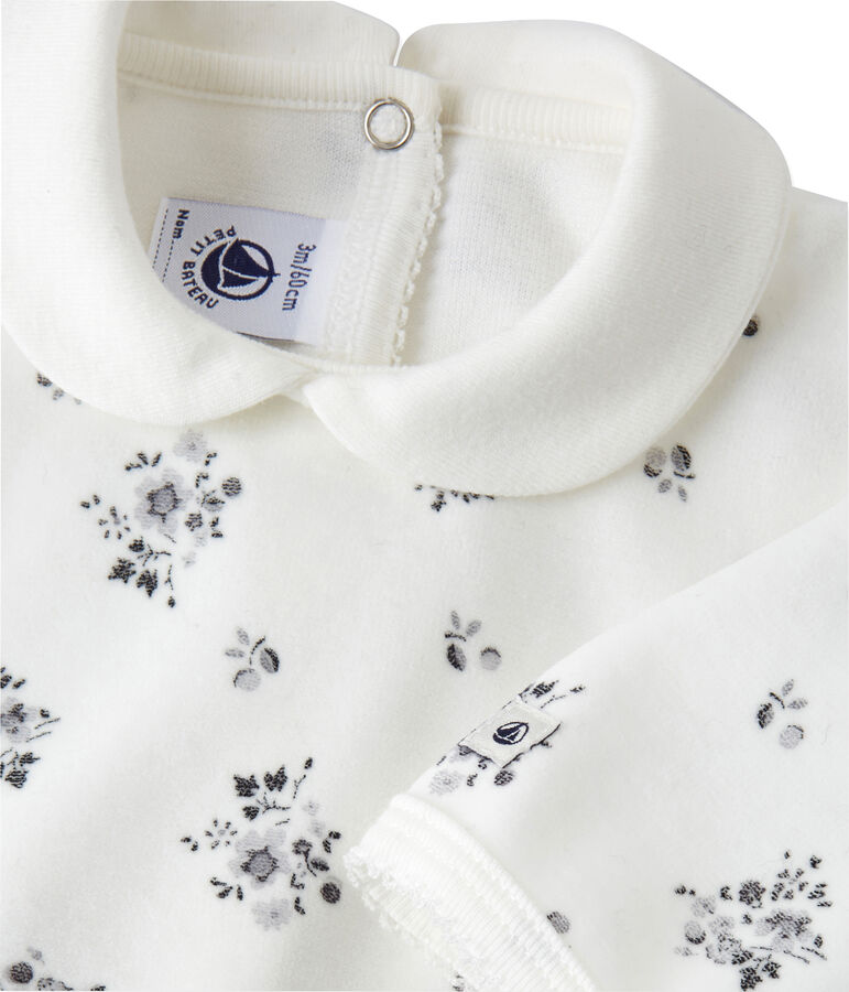 Pijama estampado para beb&eacute; ni&ntilde;a blanco LAIT/blanco MULTICO