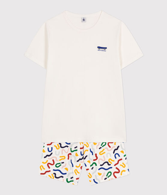 Pijama corto de algodón júnior blanco MARSHMALLOW/blanco MULTICO