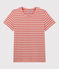 Camiseta RECTA con cuello redondo de algodón orgánico de mujer rosa PAPAYE/ MARSHMALLOW