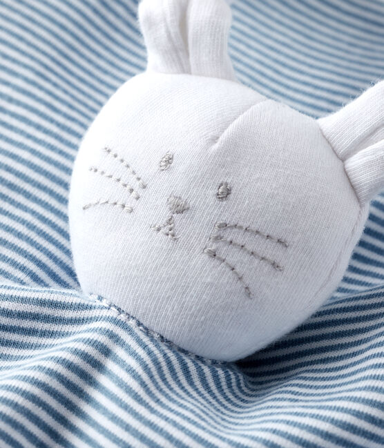 Peluche de punto, el emblemático tejido de Petit Bateau. azul ACIER/blanco MARSHMALLOW