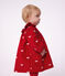 Vestido de terciopelo de manga larga con bordados de lazos para beb&eacute; rojo/crudo